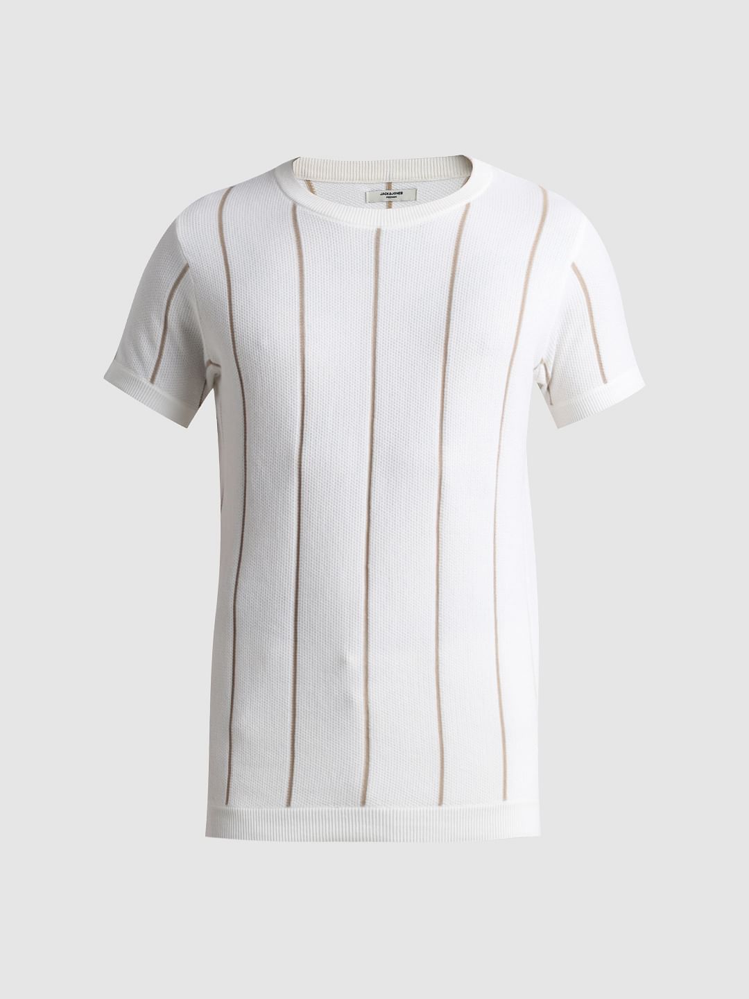White Striped Knitted T-shirt