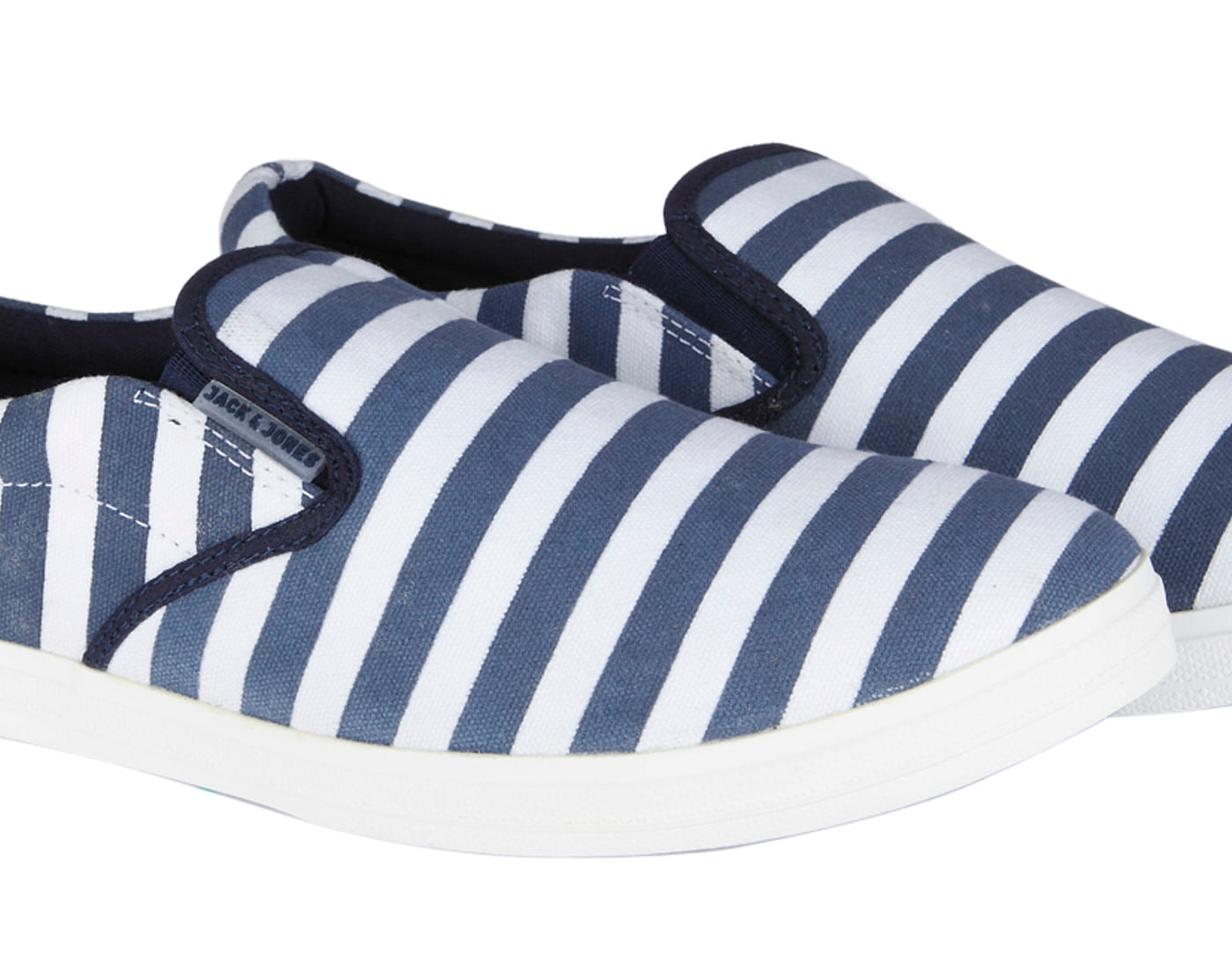 Blue Striped Slip Ons