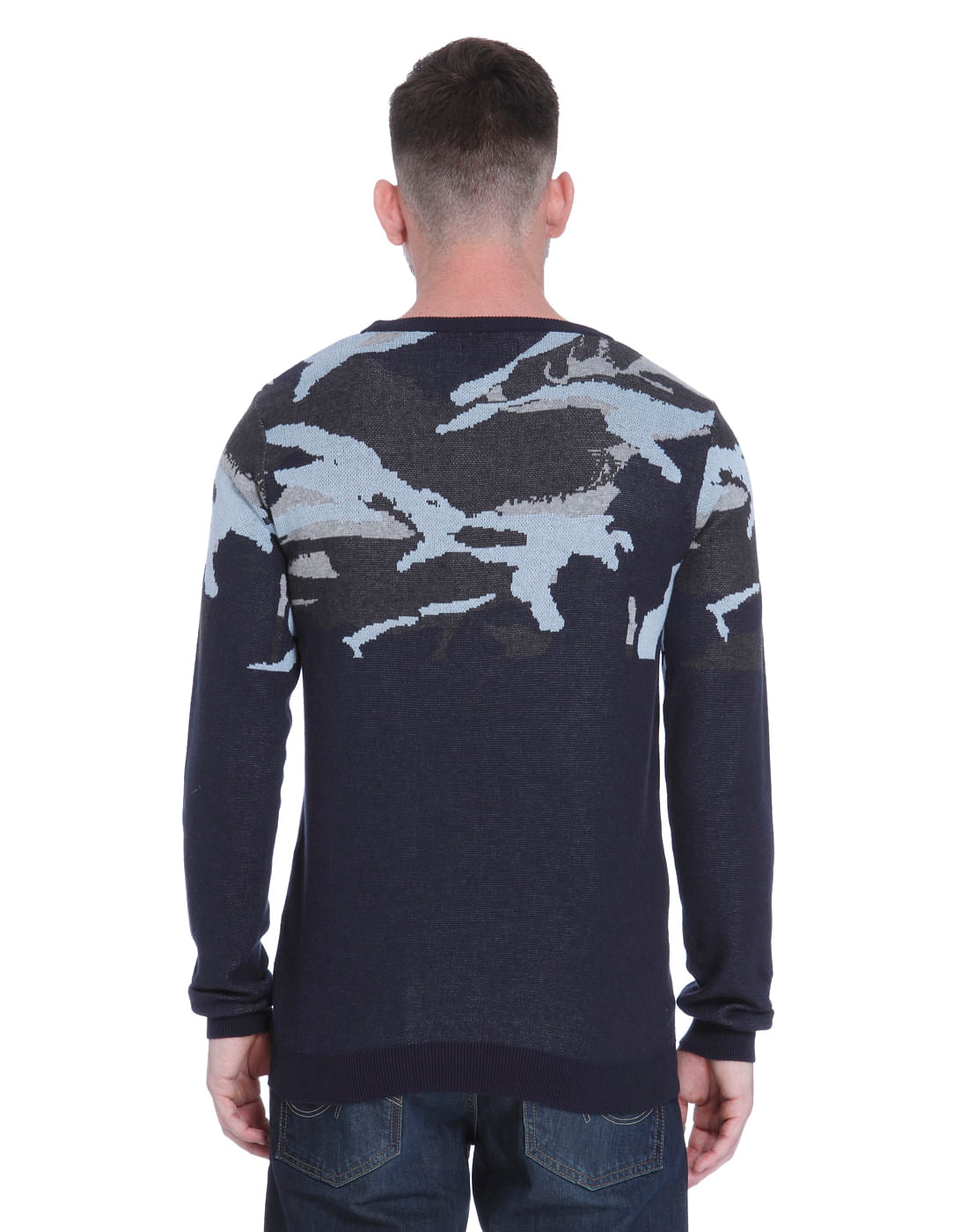Black Abstract Print Knit Pullover