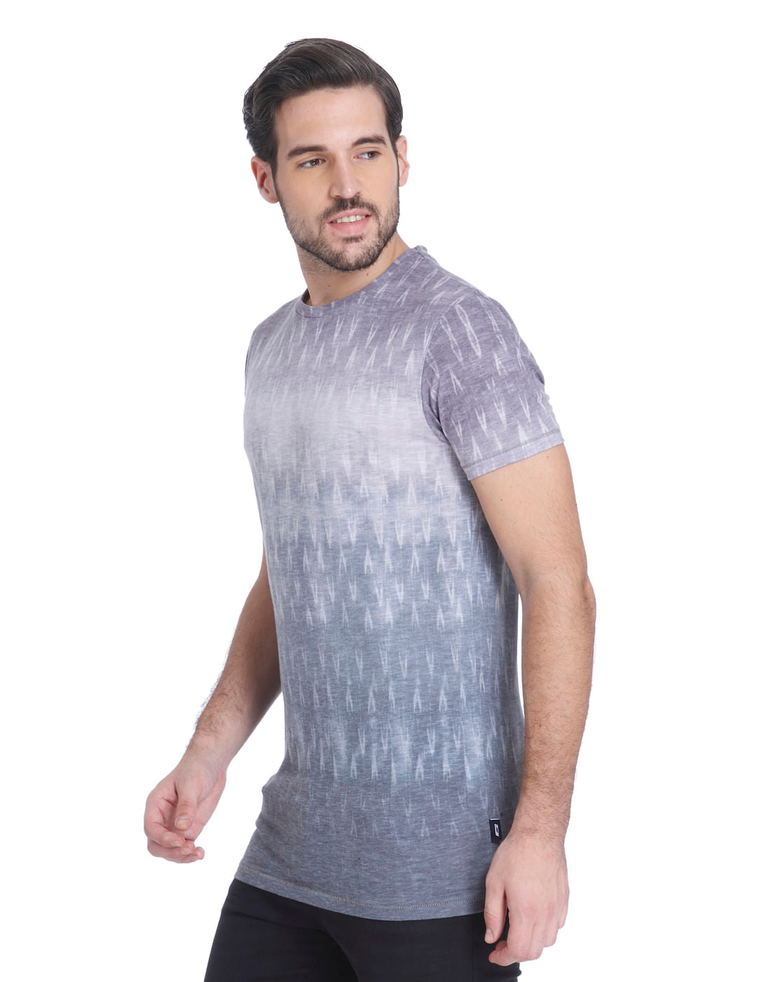 Light Grey All Over Print Crew Neck T-shirt