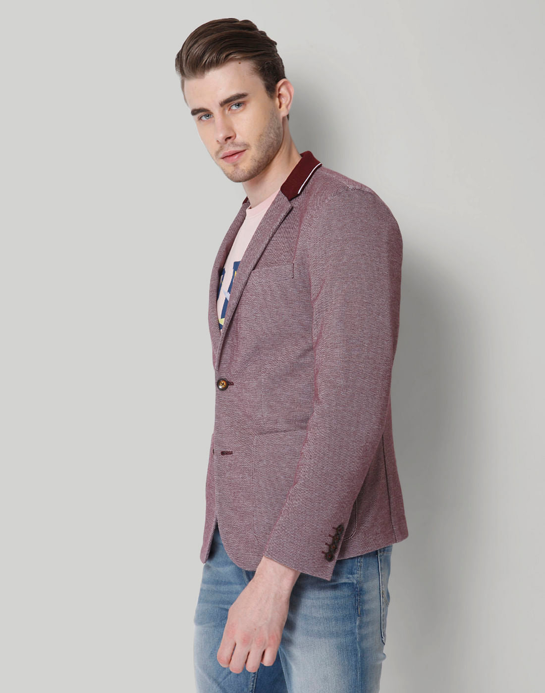 Burgundy Double Button Blazer