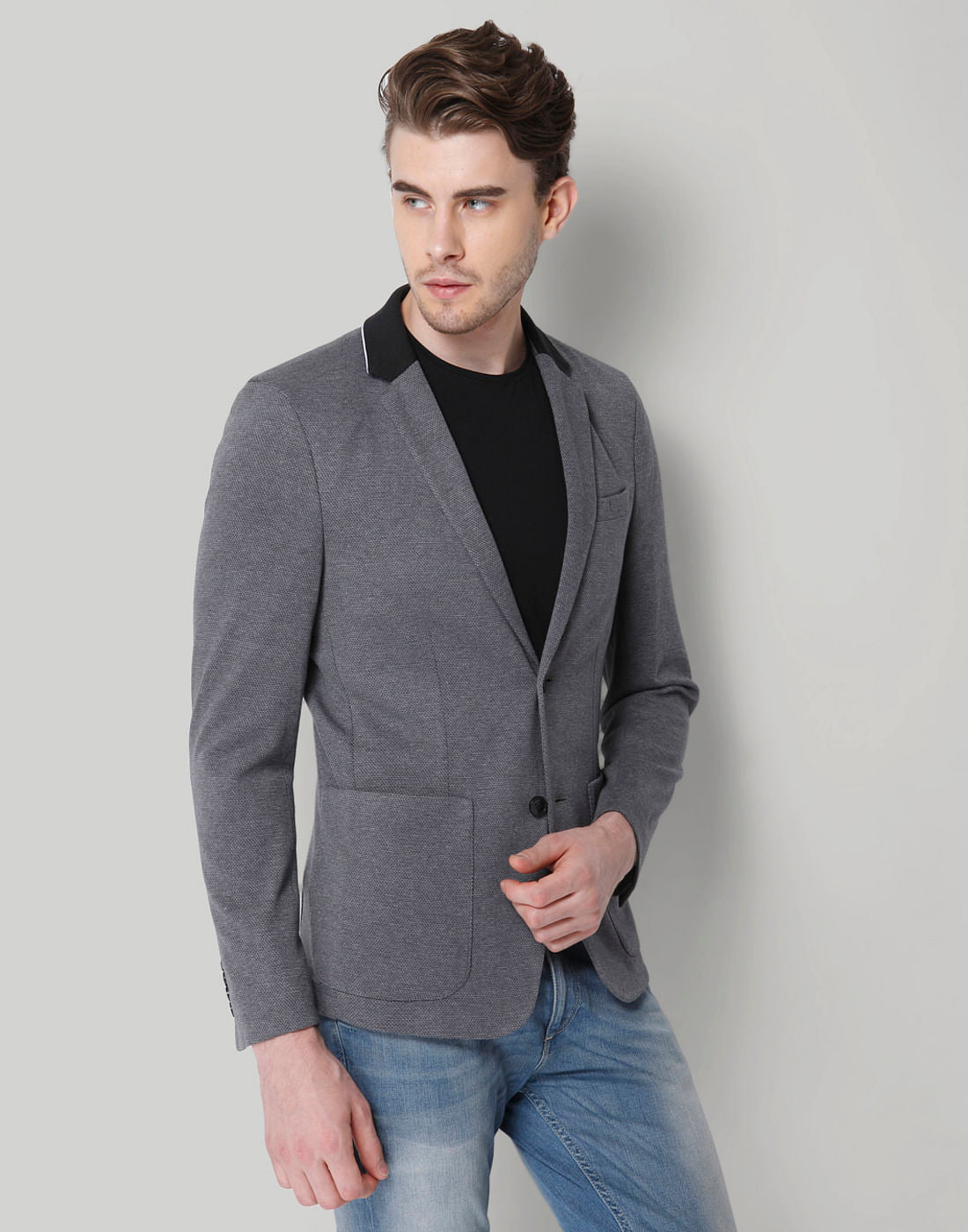 Dark Grey Double Button Blazer