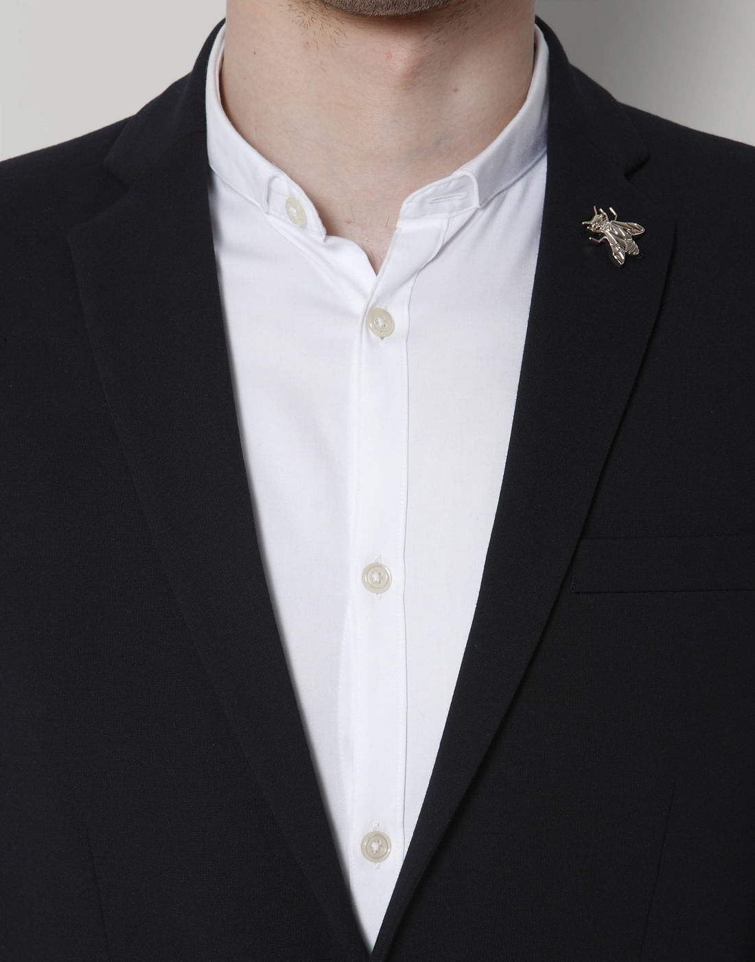 Black Double Button Slim Fit Blazer