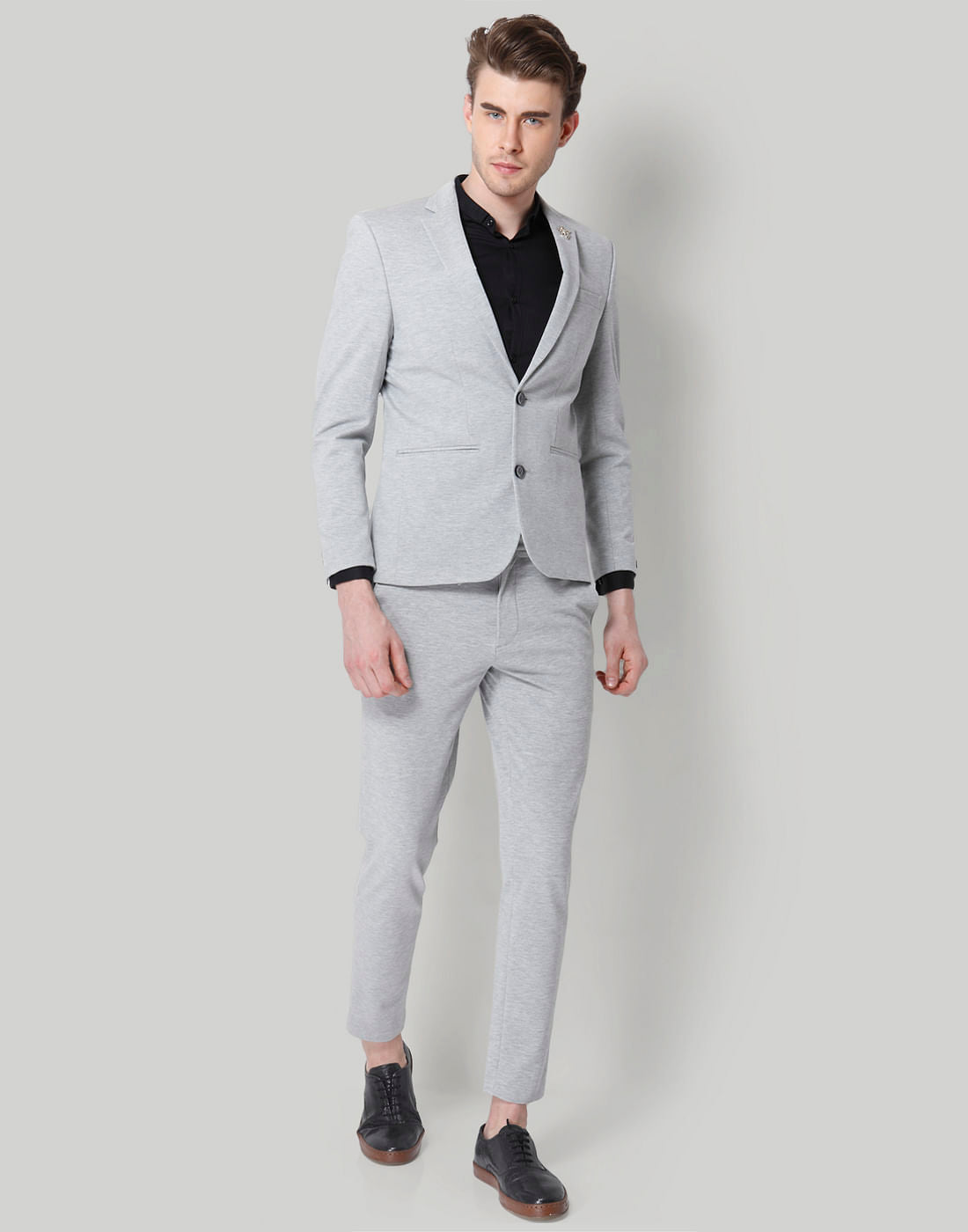 Light Grey Double Button Slim Fit Blazer