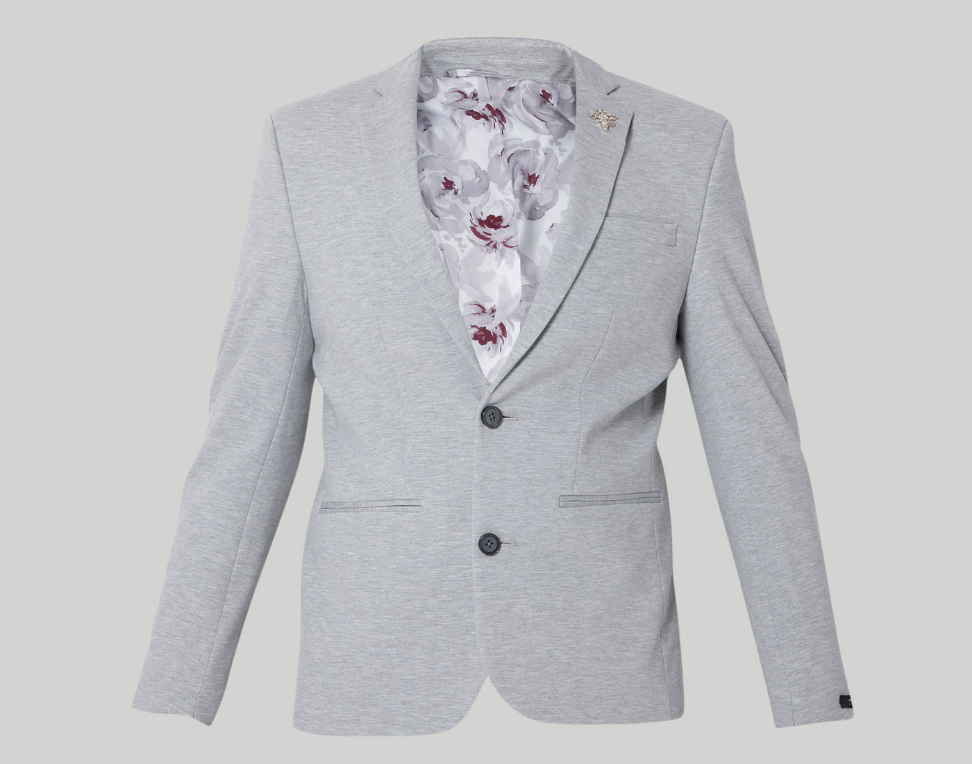 Light Grey Double Button Slim Fit Blazer
