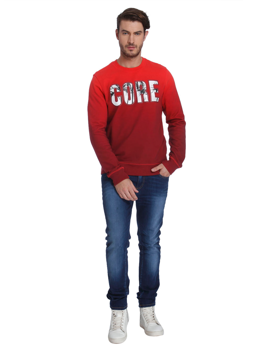 Red Text Print Sweatshirt