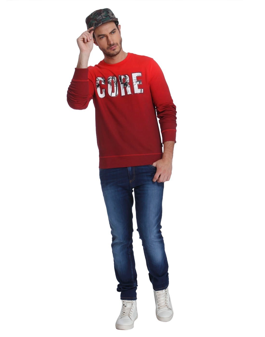 Red Text Print Sweatshirt