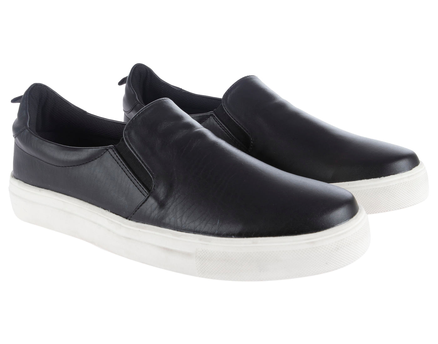 Black Pu Slip On Sneakers