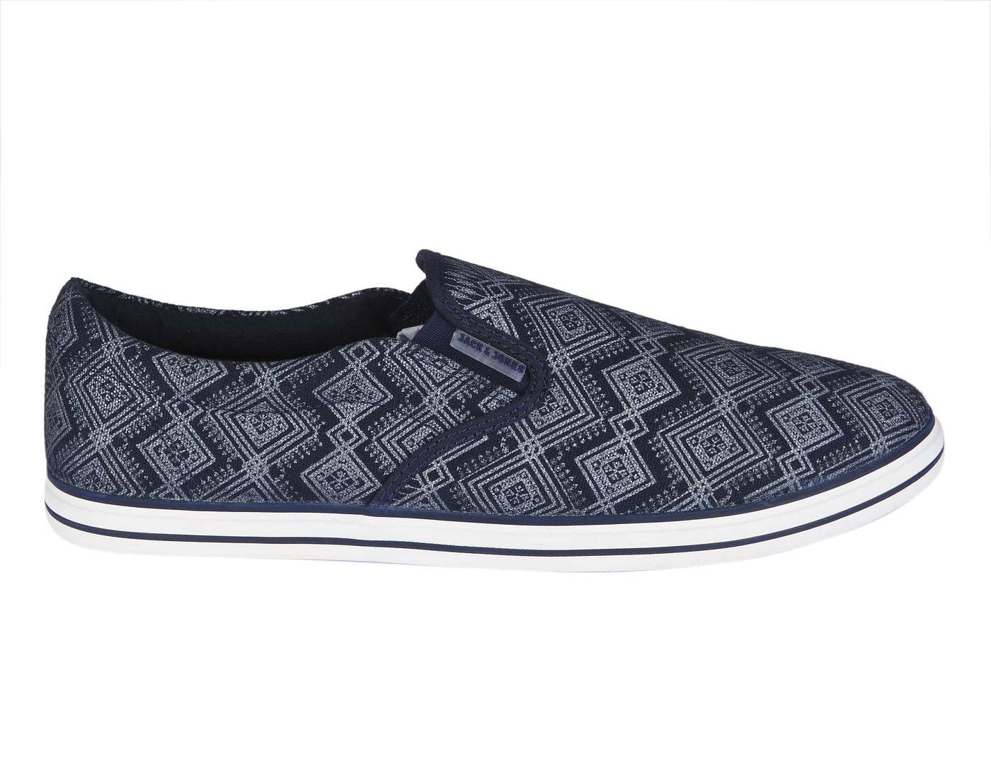 Dark Blue Aztec Print Slip Ons
