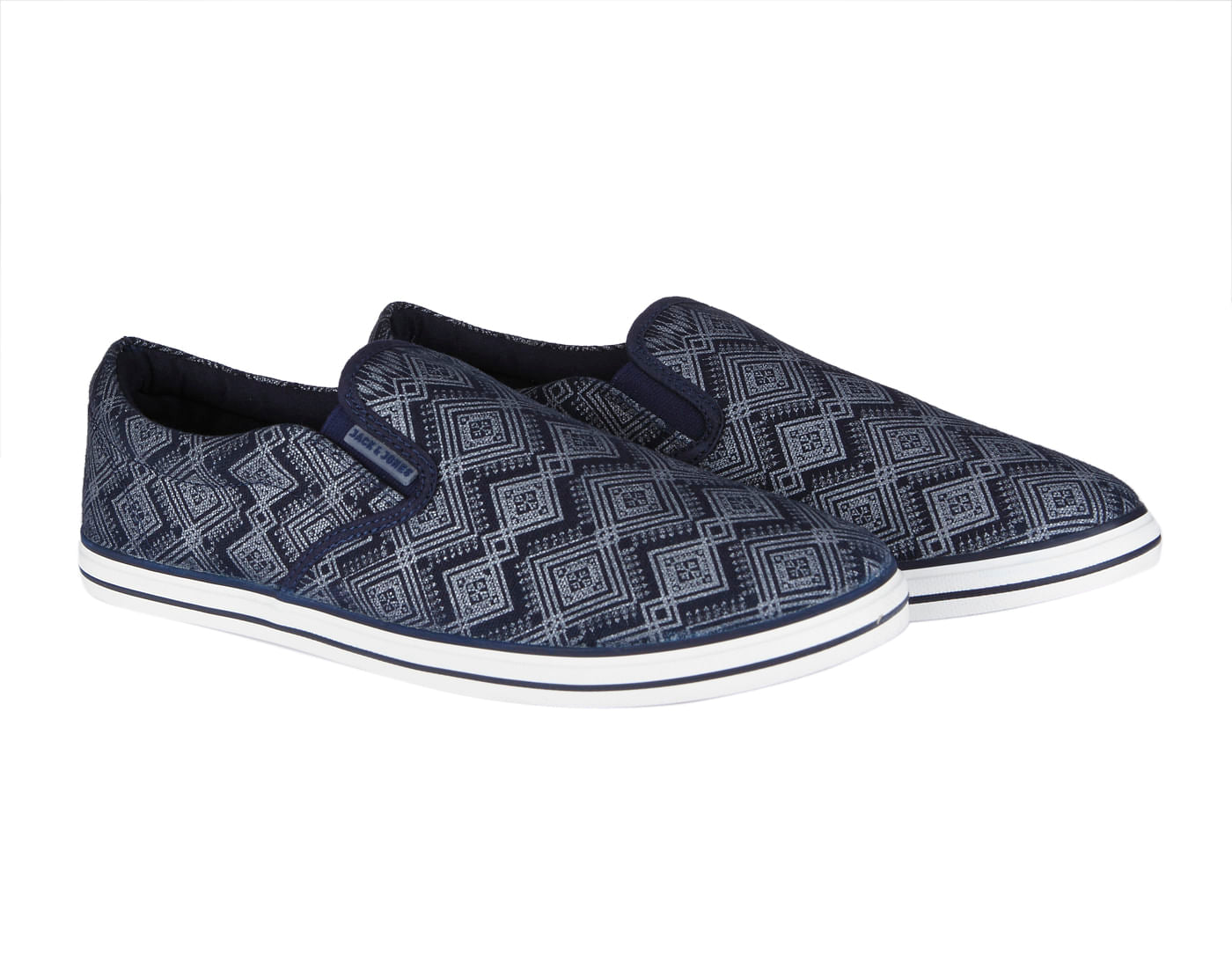 Dark Blue Aztec Print Slip Ons