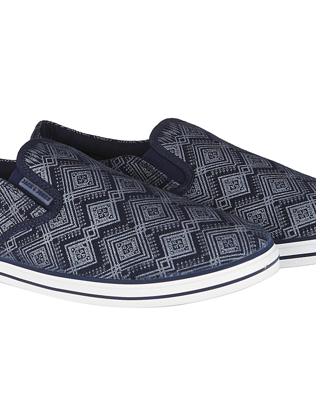 Dark Blue Aztec Print Slip Ons