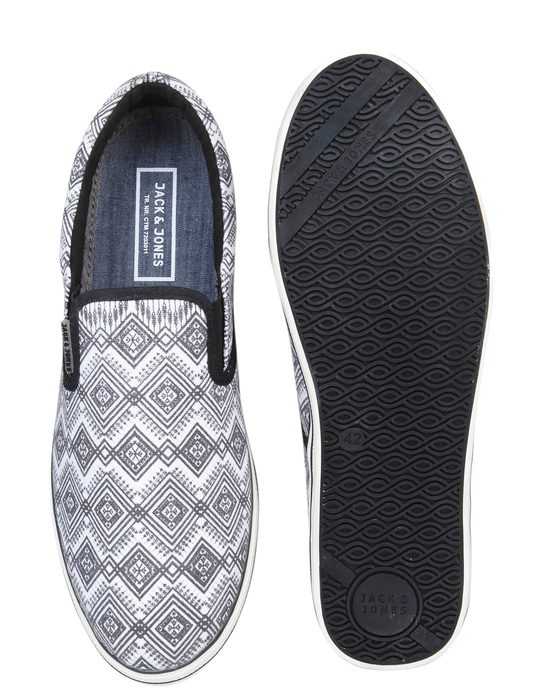 Dark Grey Aztec Print Slip Ons