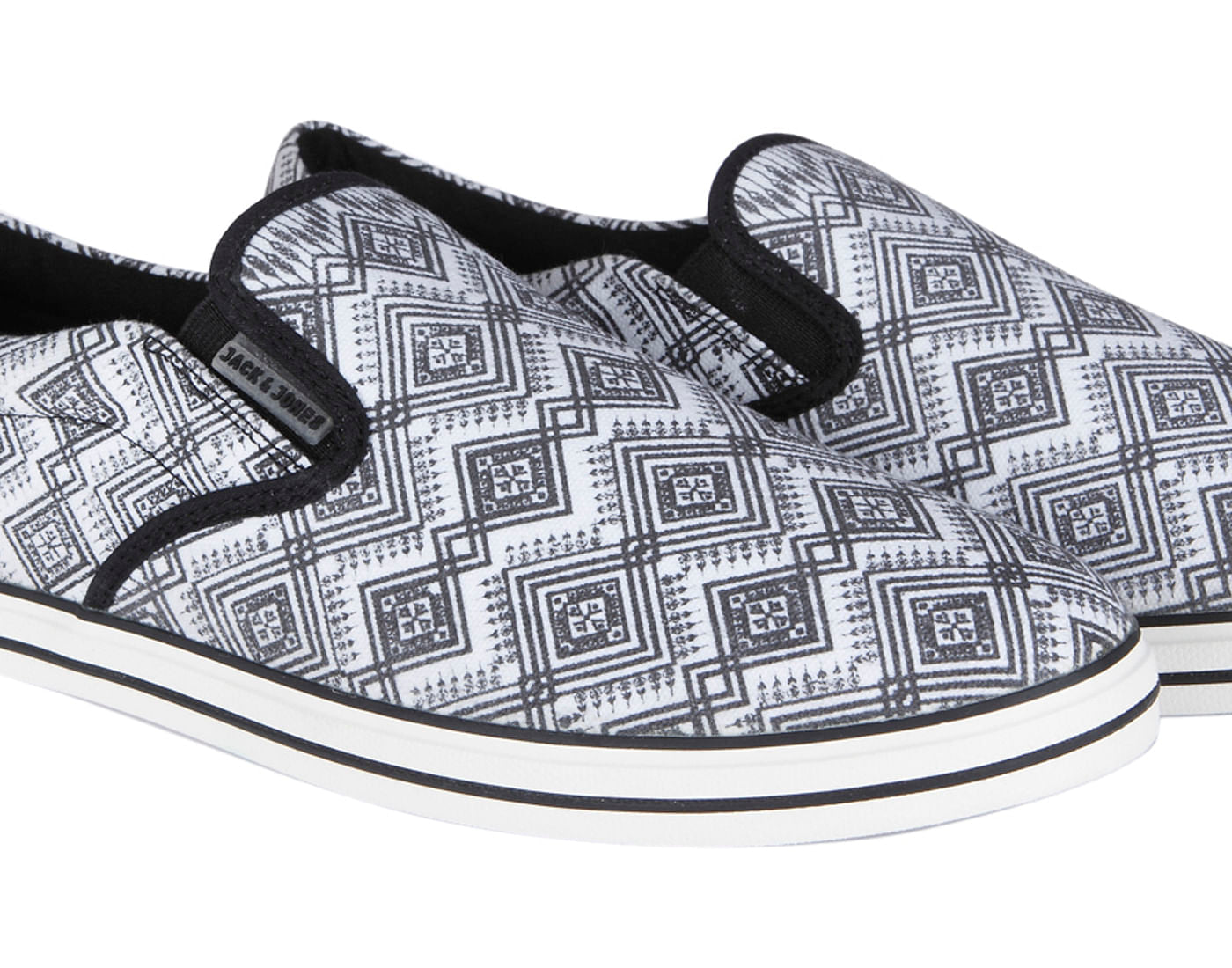 Dark Grey Aztec Print Slip Ons