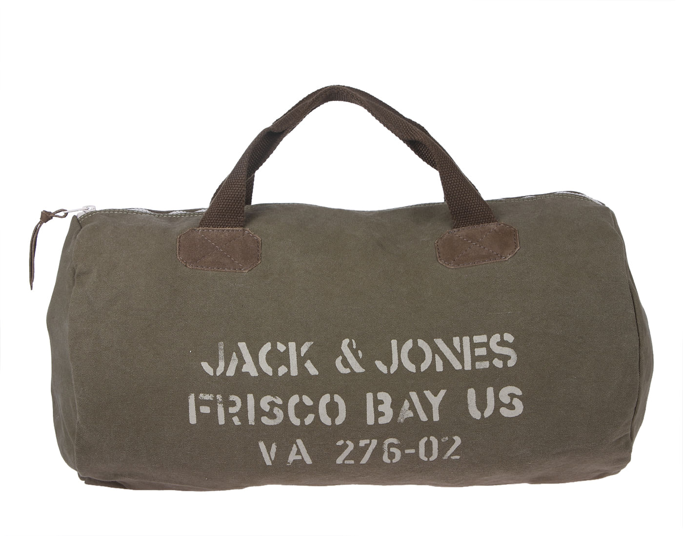 Olive Green Logo Print Duffle Bag
