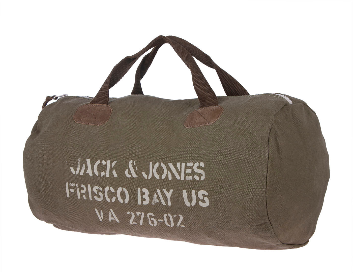 Olive Green Logo Print Duffle Bag