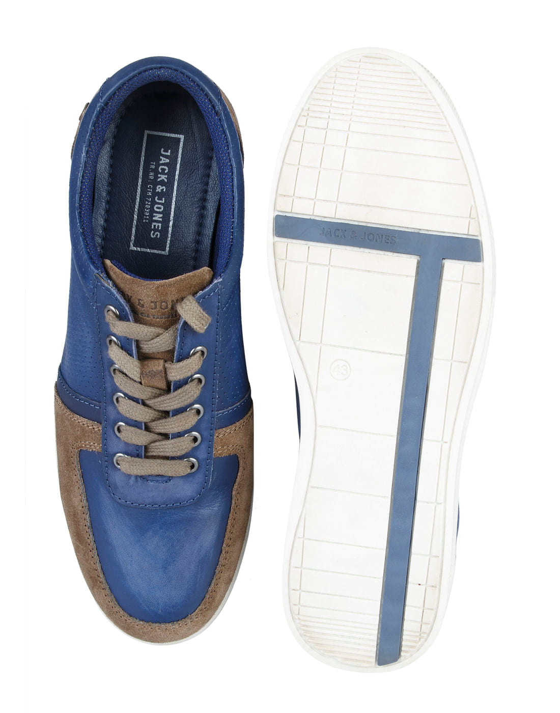 Blue Colourblocked Sand Leather Sneakers