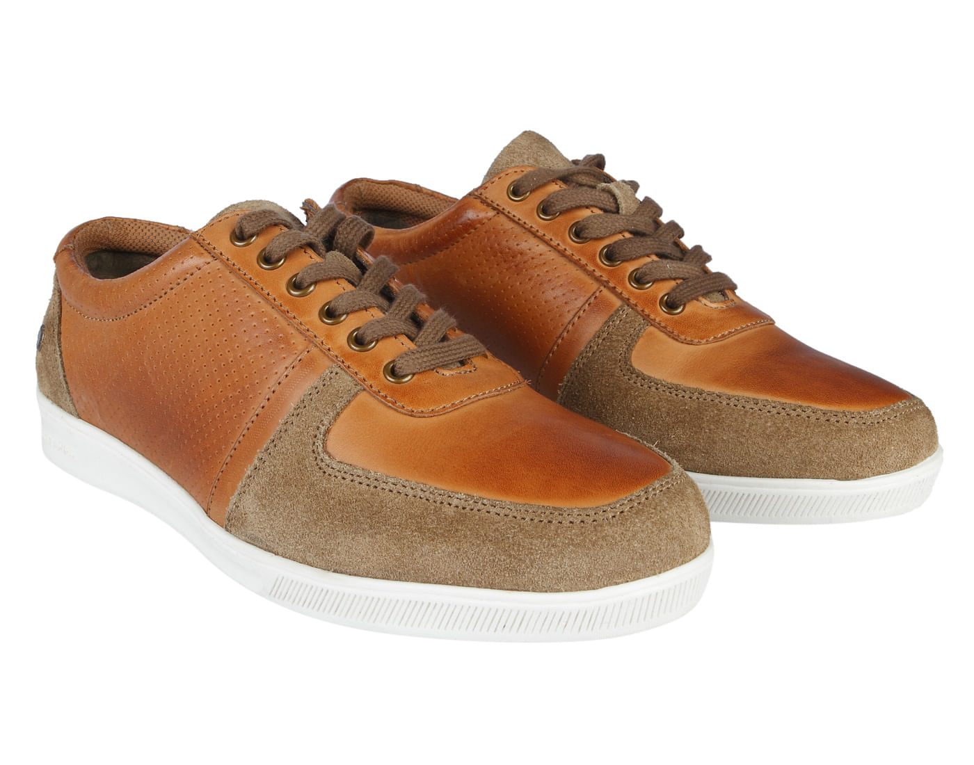 Tan Colourblocked Sand Leather Sneakers