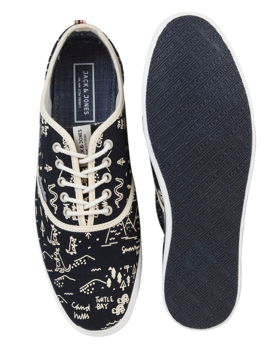 Blue Printed Canvas Sneakers