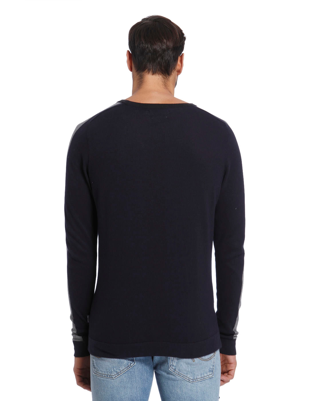 Blue Colourblocked Pullover