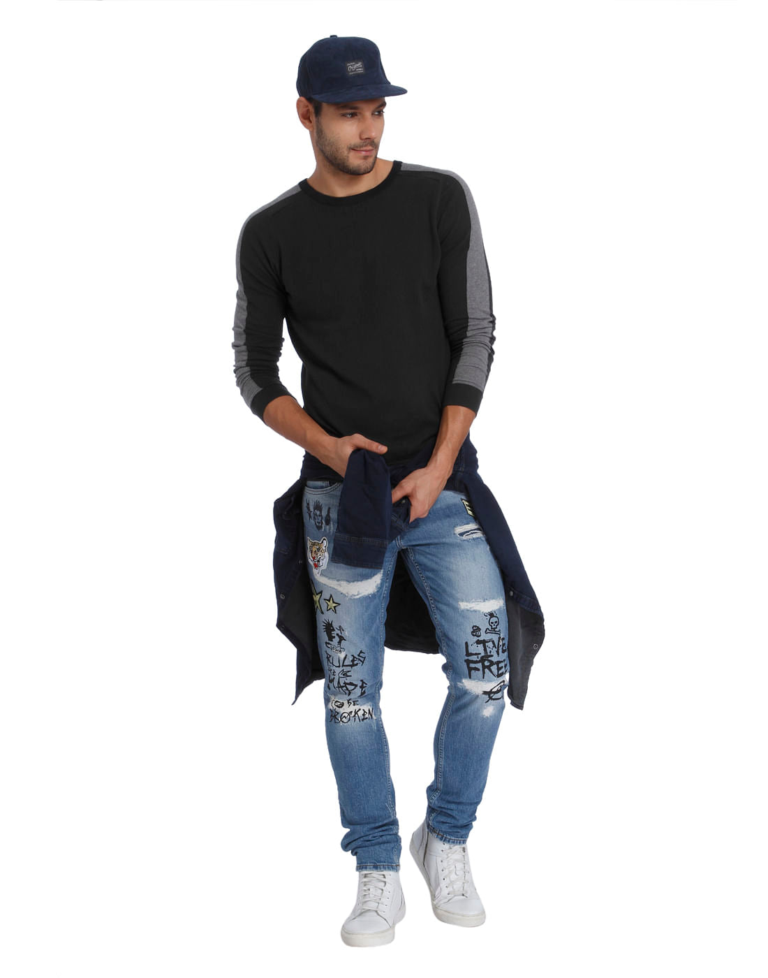 Black Colourblocked Pullover