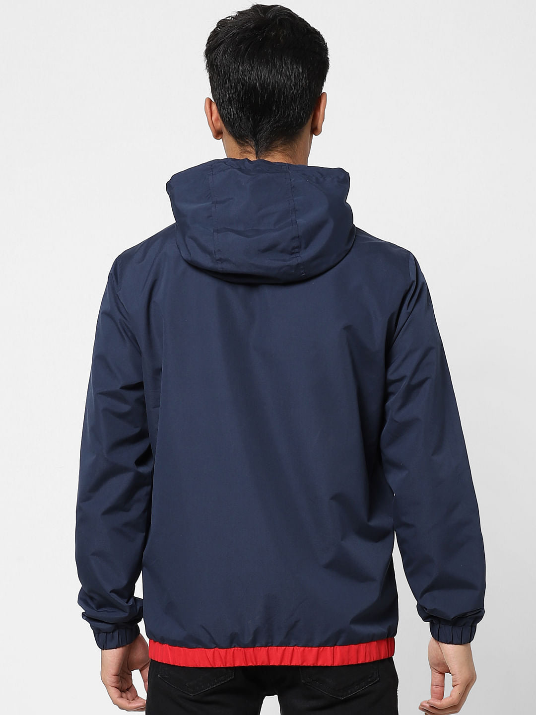 Red Colourblocked Wind Breaker Jacket