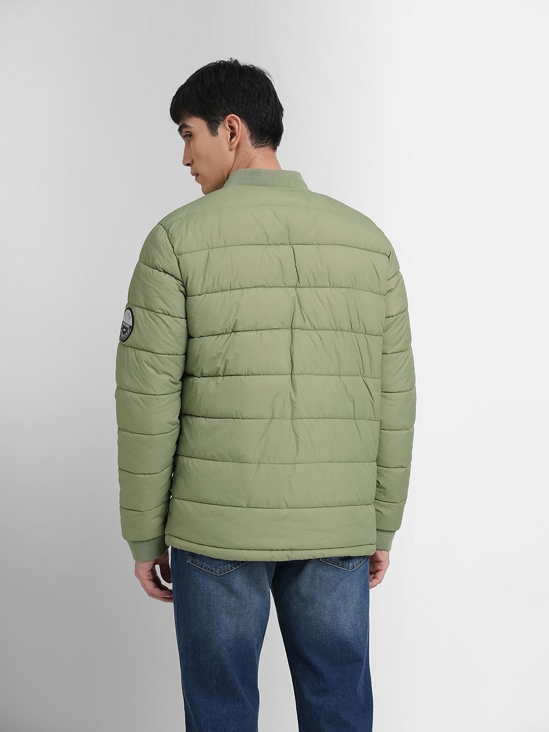 Green Puffer Bomber Jacket