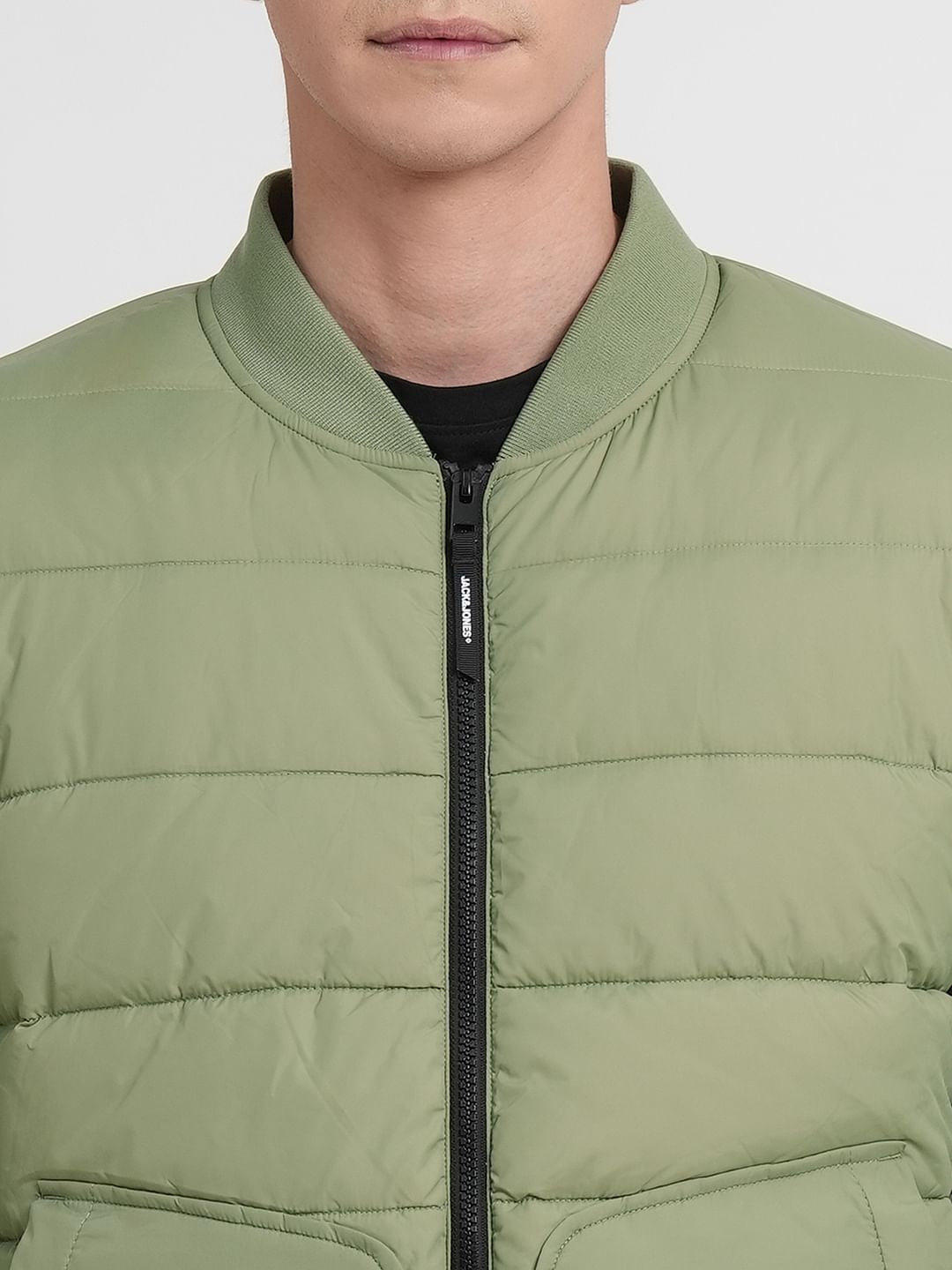 Green Puffer Bomber Jacket