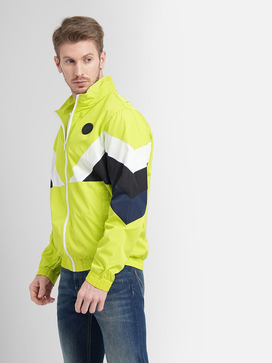 Neon Green Colourblocked Windbreaker