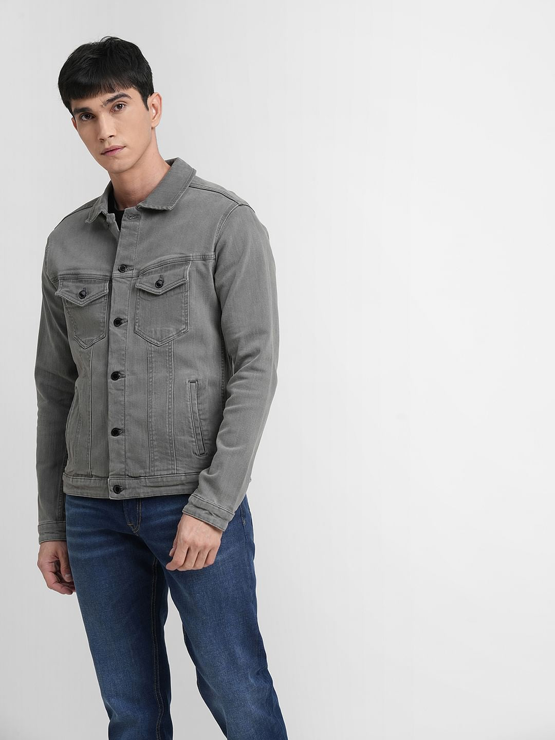 Grey Trucker Denim Jacket