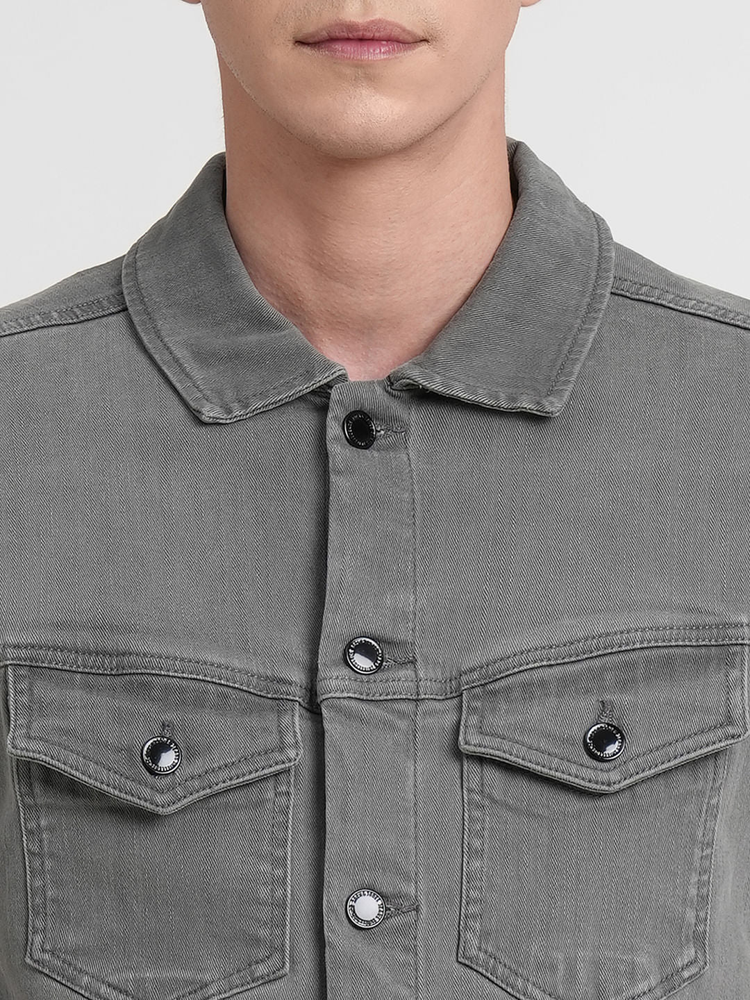 Grey Trucker Denim Jacket