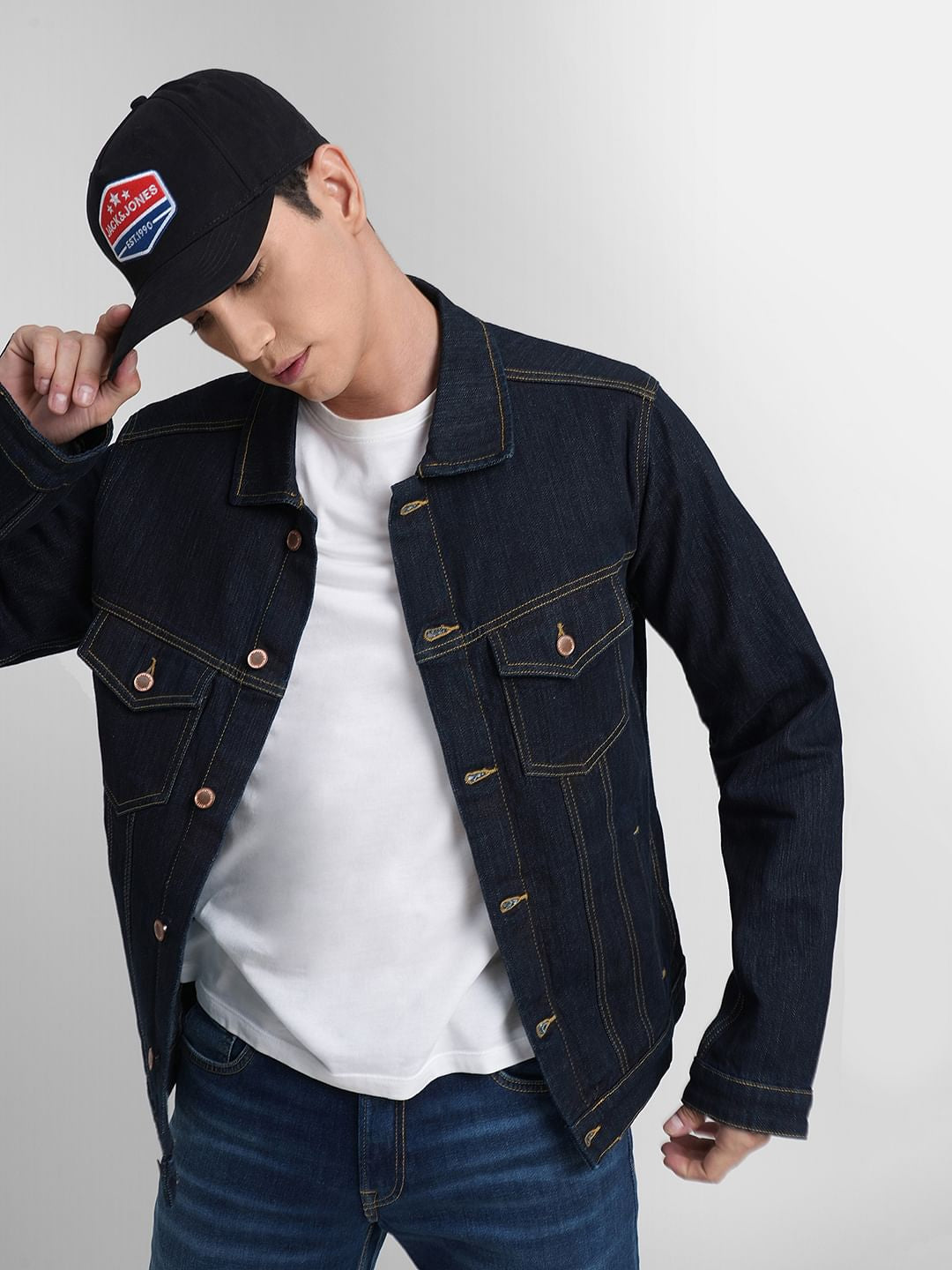 Navy Blue Trucker Denim Jacket