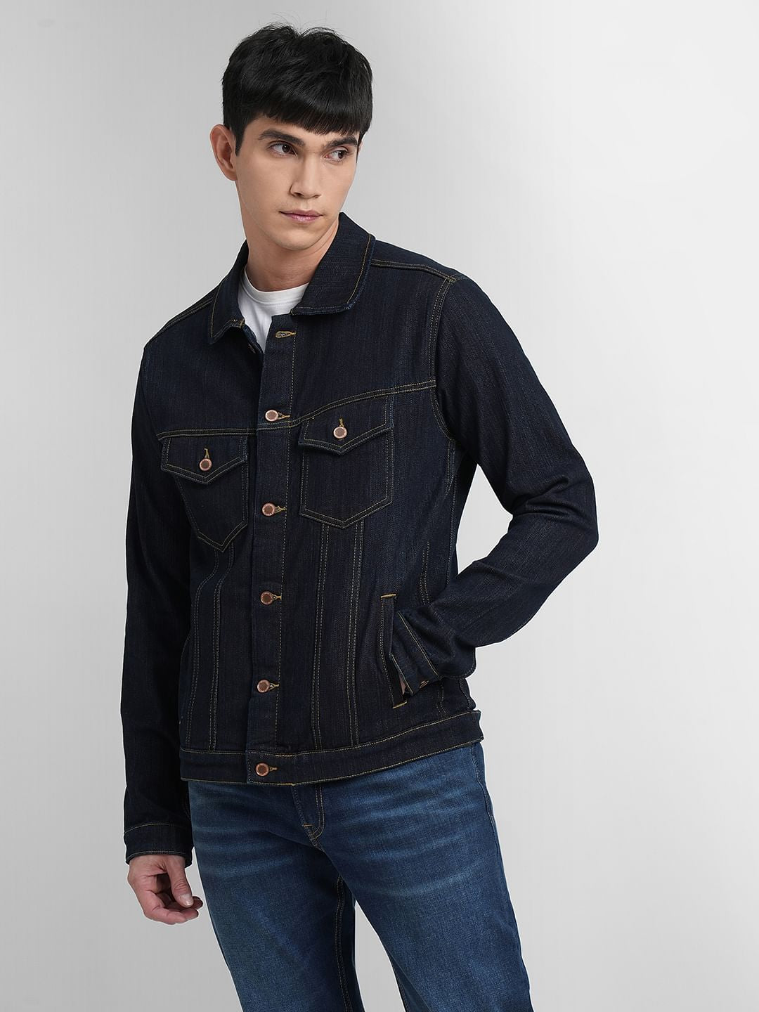 Navy Blue Trucker Denim Jacket