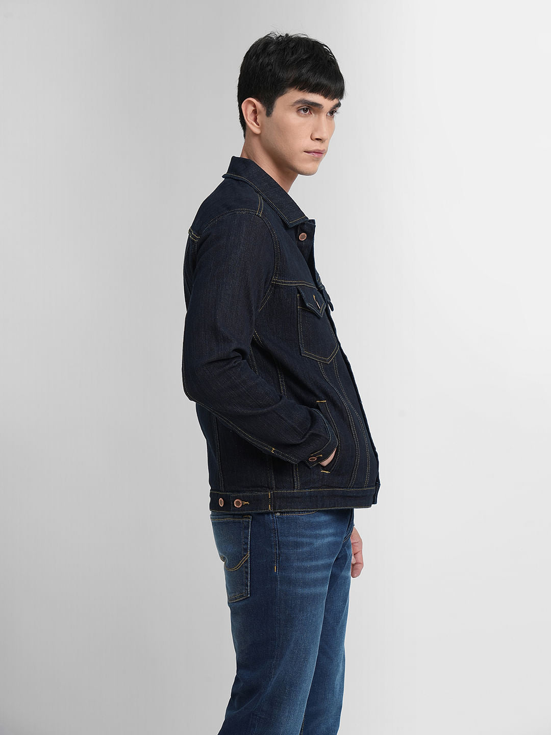 Navy Blue Trucker Denim Jacket