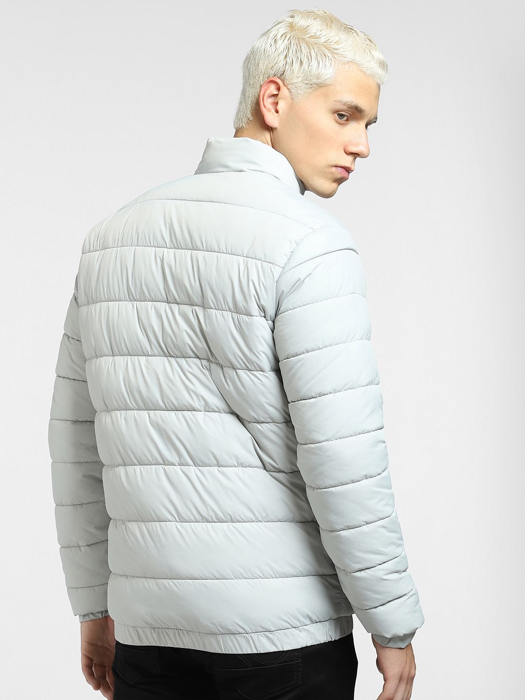 Light Grey Quilted Hooded Puffer Jacket