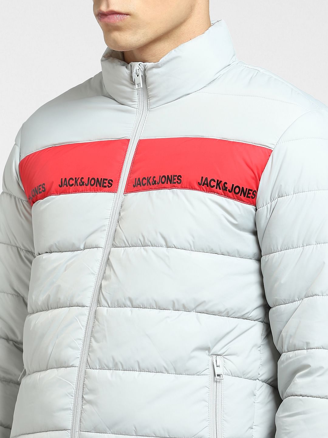 Light Grey Quilted Hooded Puffer Jacket