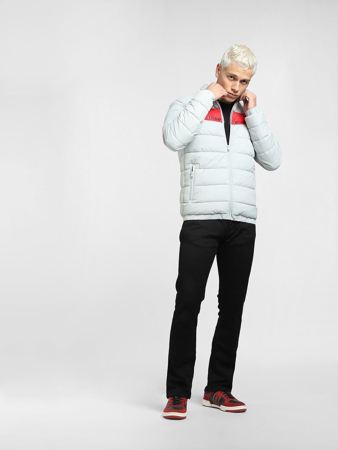 Light Grey Quilted Hooded Puffer Jacket