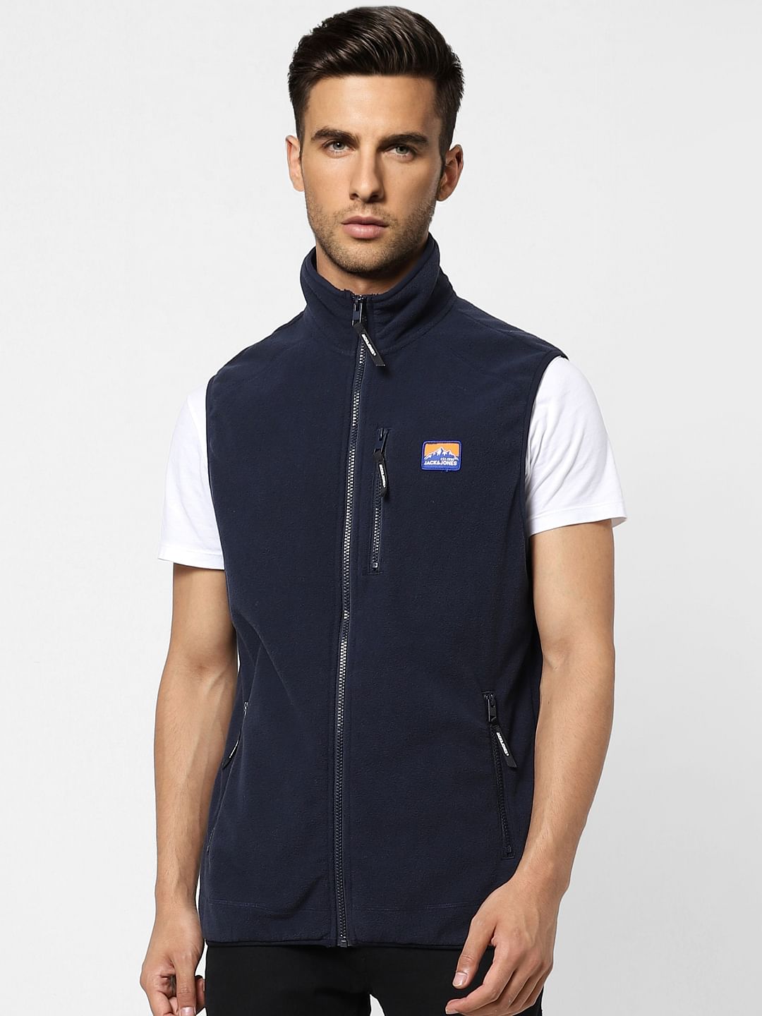 Navy Blue Polar Vest Jacket