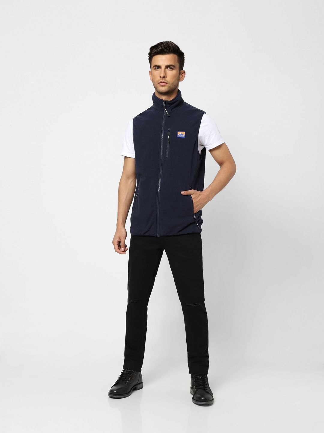 Navy Blue Polar Vest Jacket