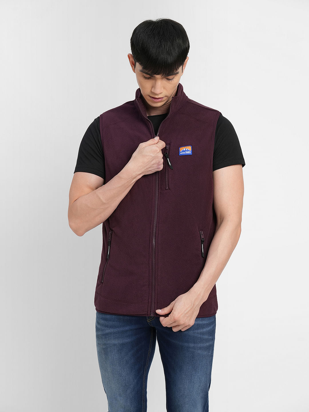 Burgundy Polar Vest Jacket