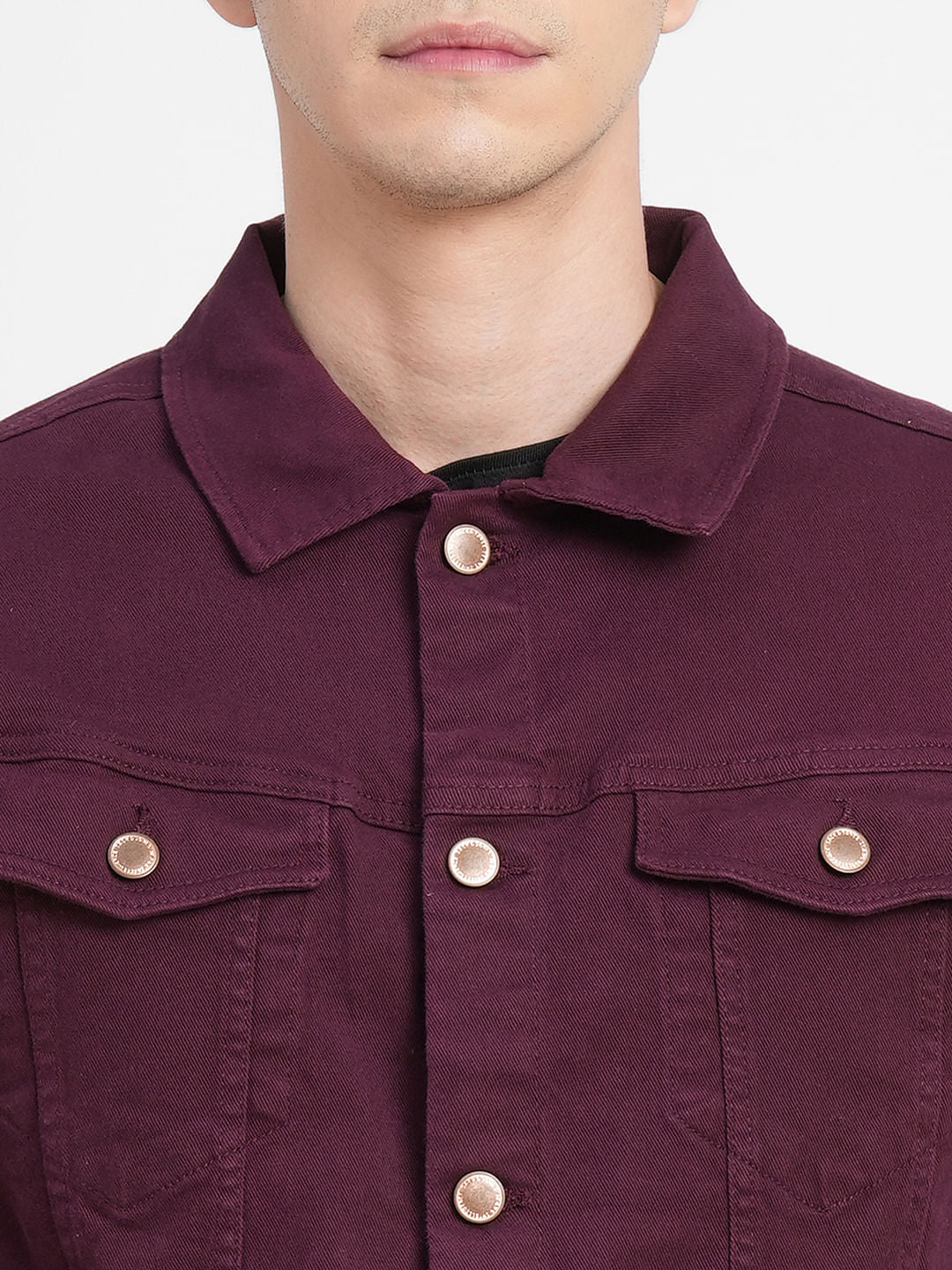 Burgundy Trucker Denim Jacket