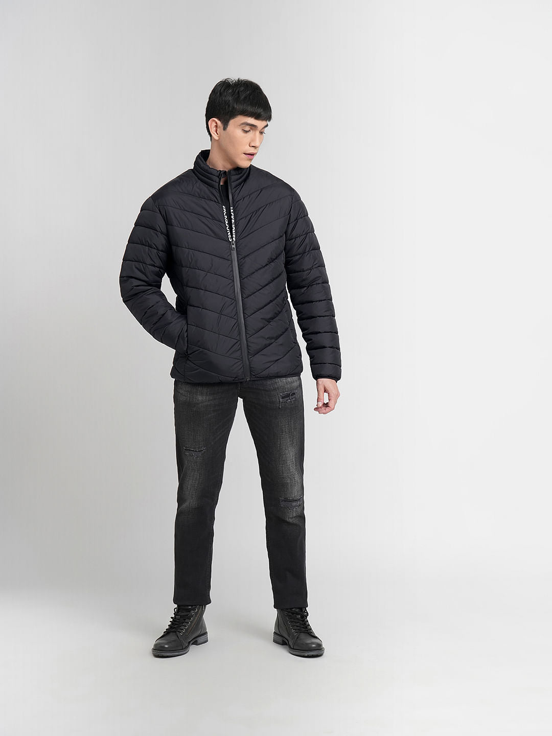 Black High Neck Puffer Jacket