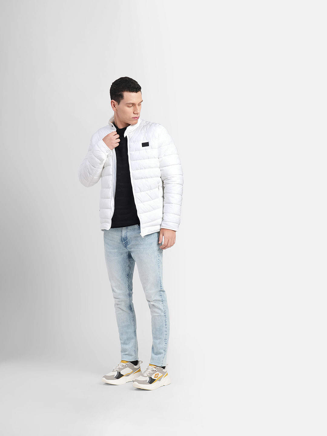 White High Neck Puffer Jacket