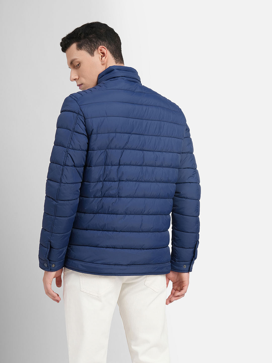 Navy Blue High Neck Puffer Jacket