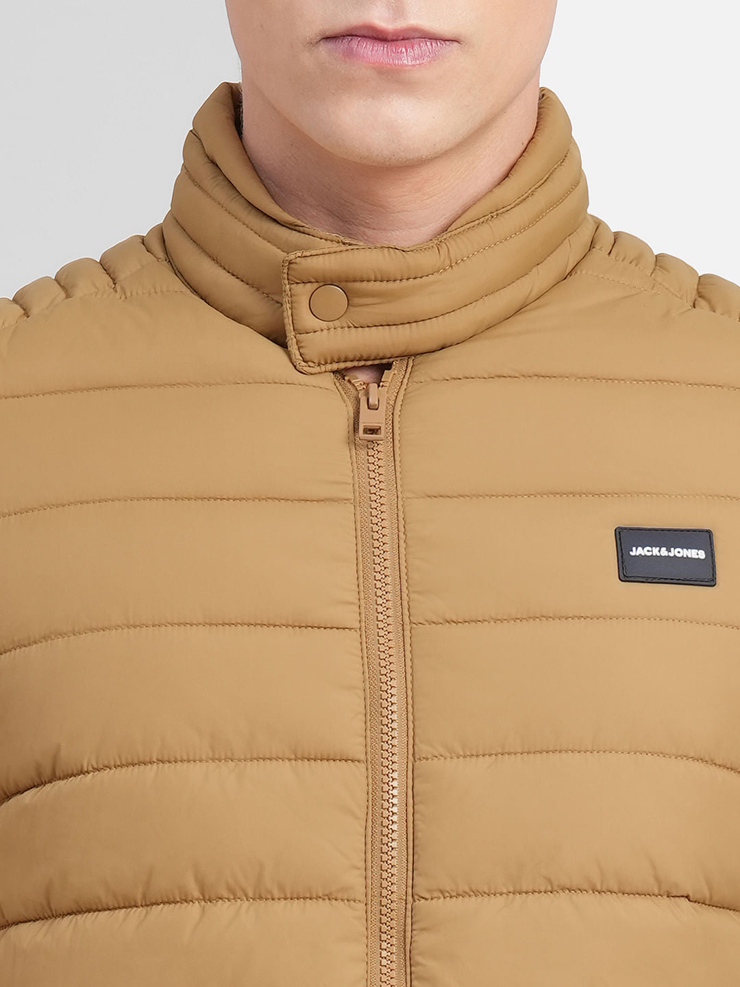 Brown High Neck Puffer Jacket