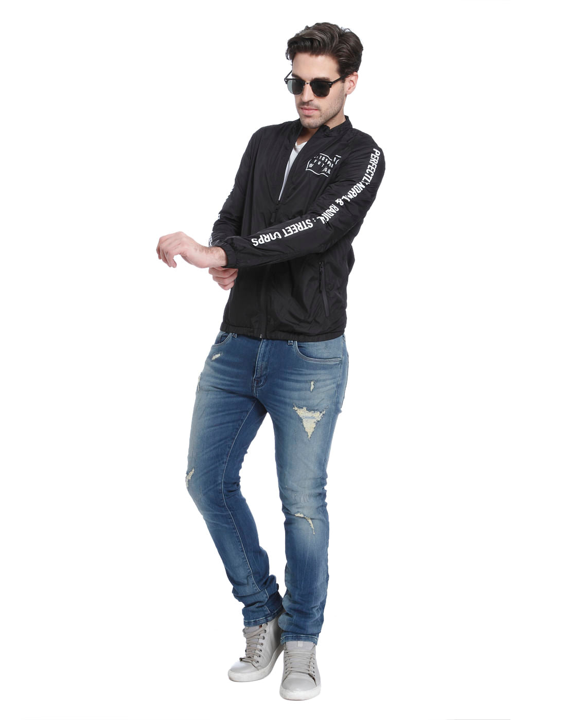 Black Text Print Jacket
