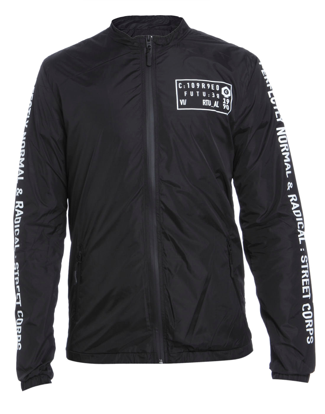 Black Text Print Jacket