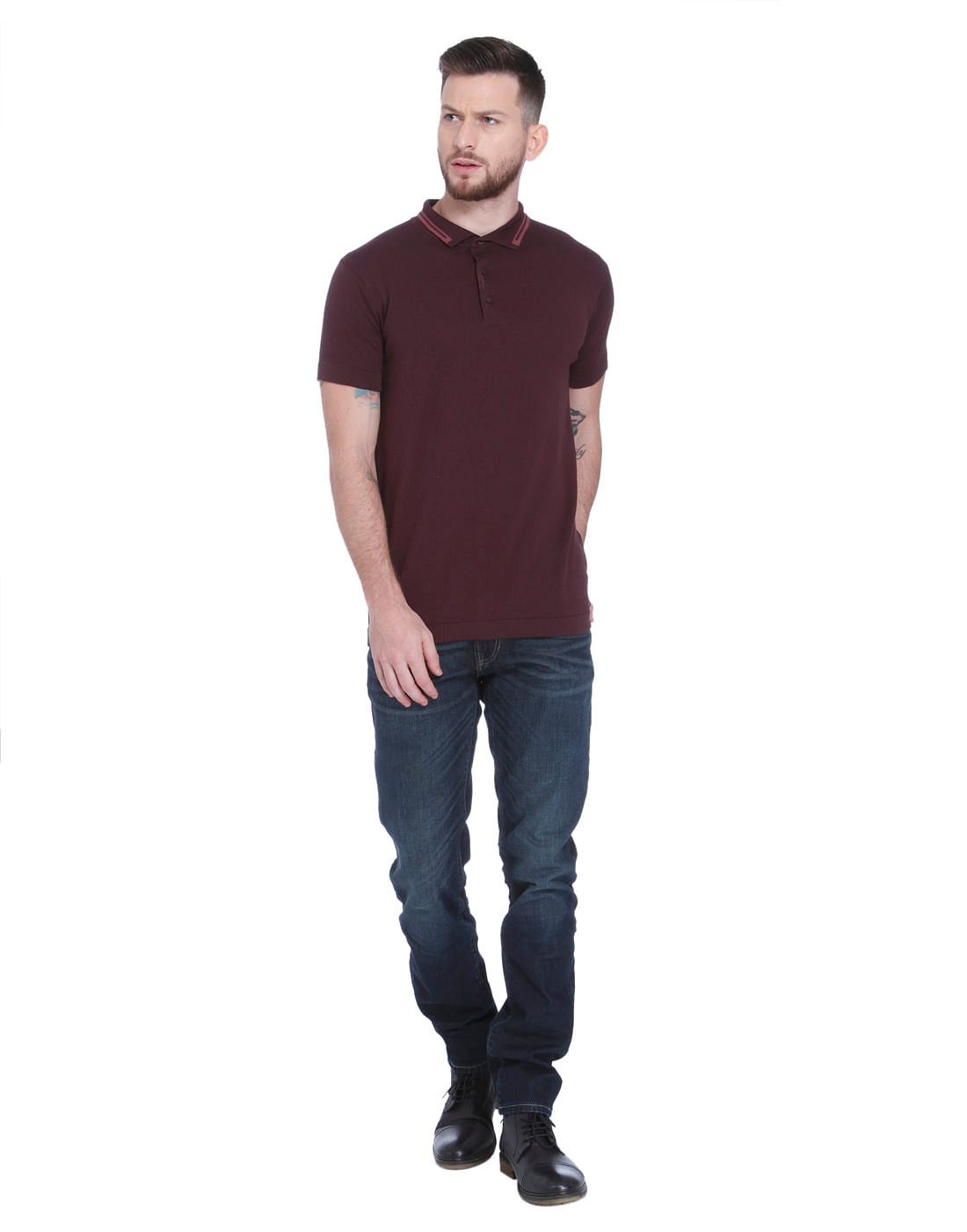 Red Polo Neck T-shirt