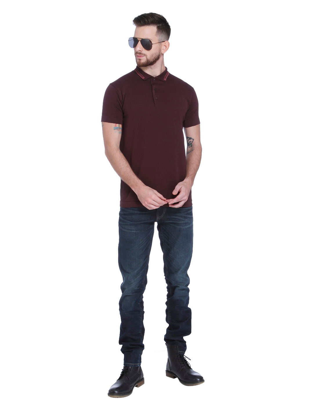Red Polo Neck T-shirt