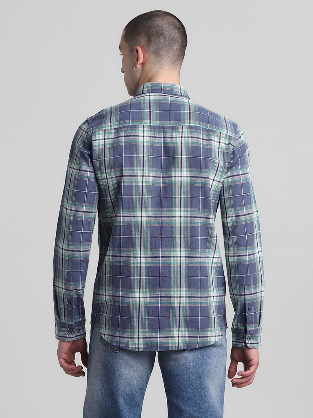 Blue Check Print Full Sleeves Shirt
