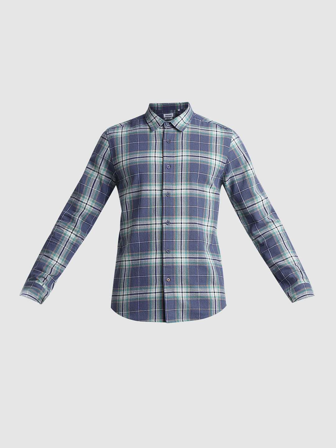 Blue Check Print Full Sleeves Shirt